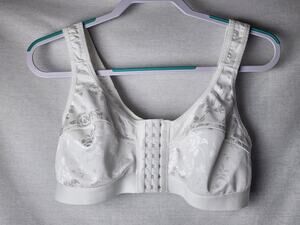 White Rose Floral Bra 3XL Adjustable Clasp Front Hook Bralette Whimsy Cottage